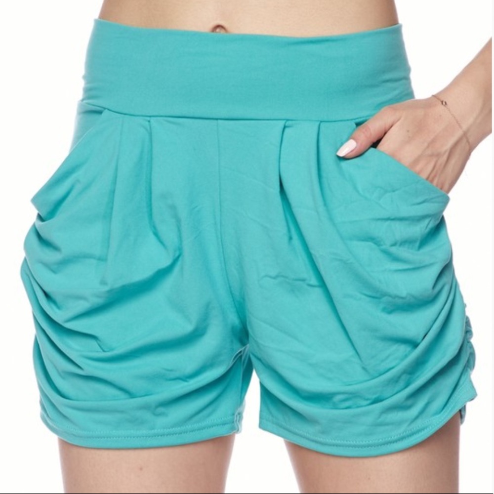 Black Only! High Waisted Wide Band Harem Shorts - Picture 15 of 16